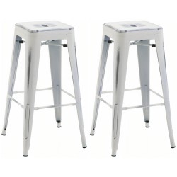 Juego de 2 taburetes de bar Joshua en blanco antiguo