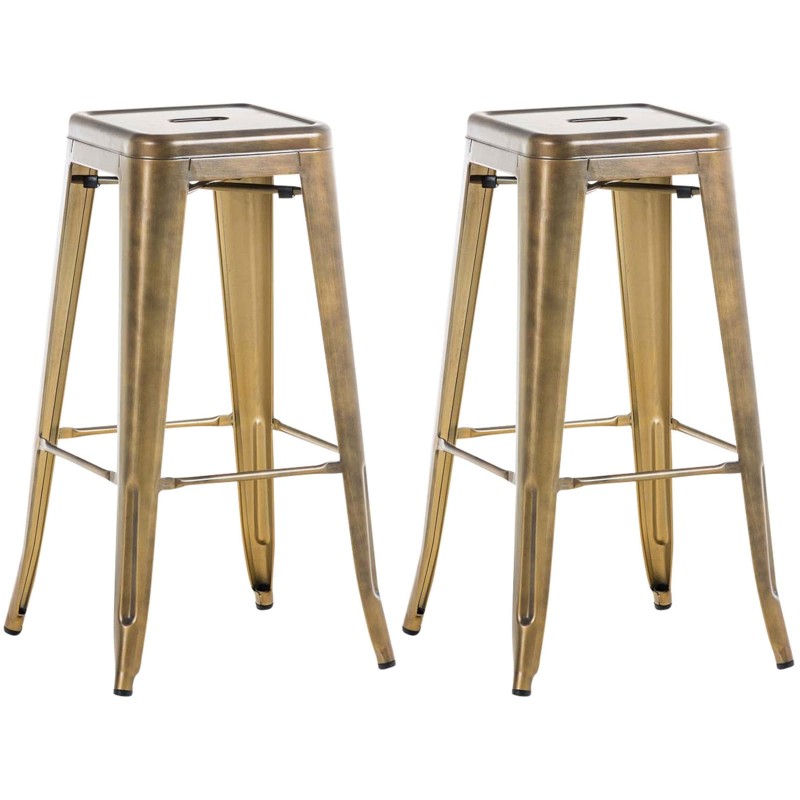 Juego de 2 taburetes de bar Joshua V2 dorados