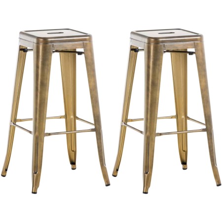 Juego de 2 taburetes de bar Joshua V2 dorados