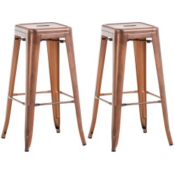 Juego de 2 taburetes de bar Joshua V2 de cobre