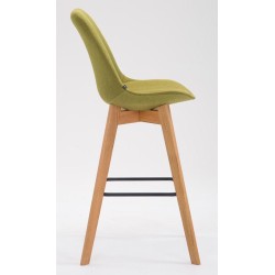 Juego de 2 taburetes de bar Metz en tela verde natural