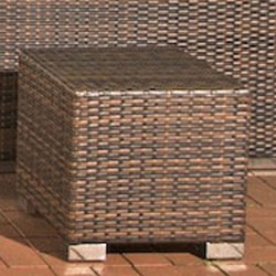 Mesa auxiliar Barcelona, ratán marrón moteado plano