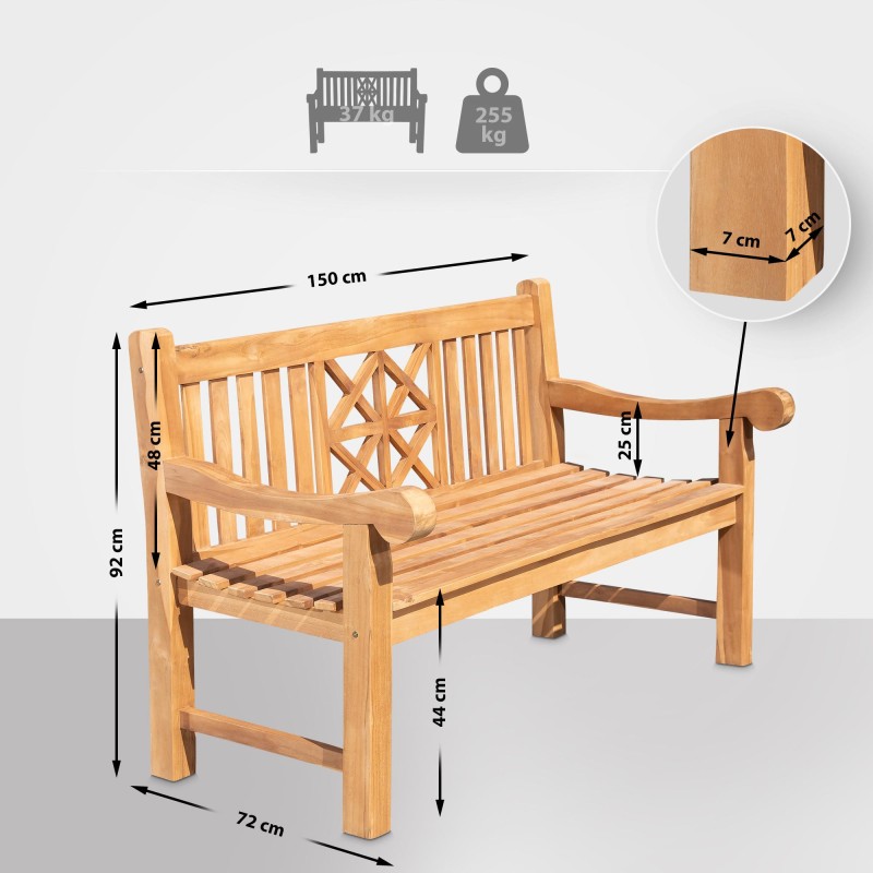 Banco de teca de Florida de 150 cm