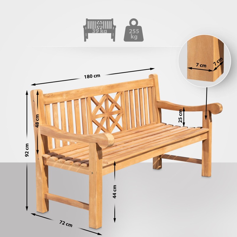 Banco de teca de Florida de 180 cm