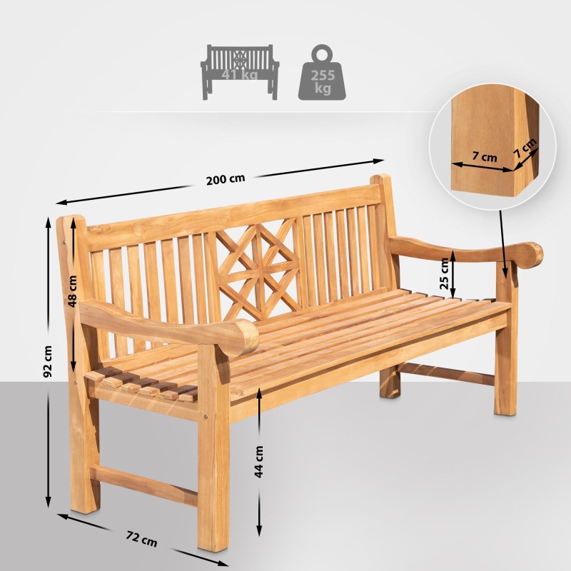 Banco de teca de Florida de 200 cm
