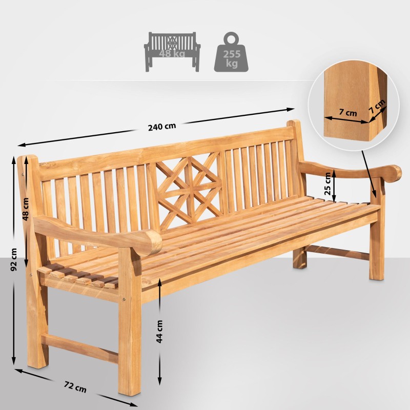 Banco de teca de Florida de 240 cm