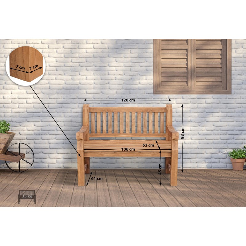 Banco de teca Jackson V2 de 120 cm