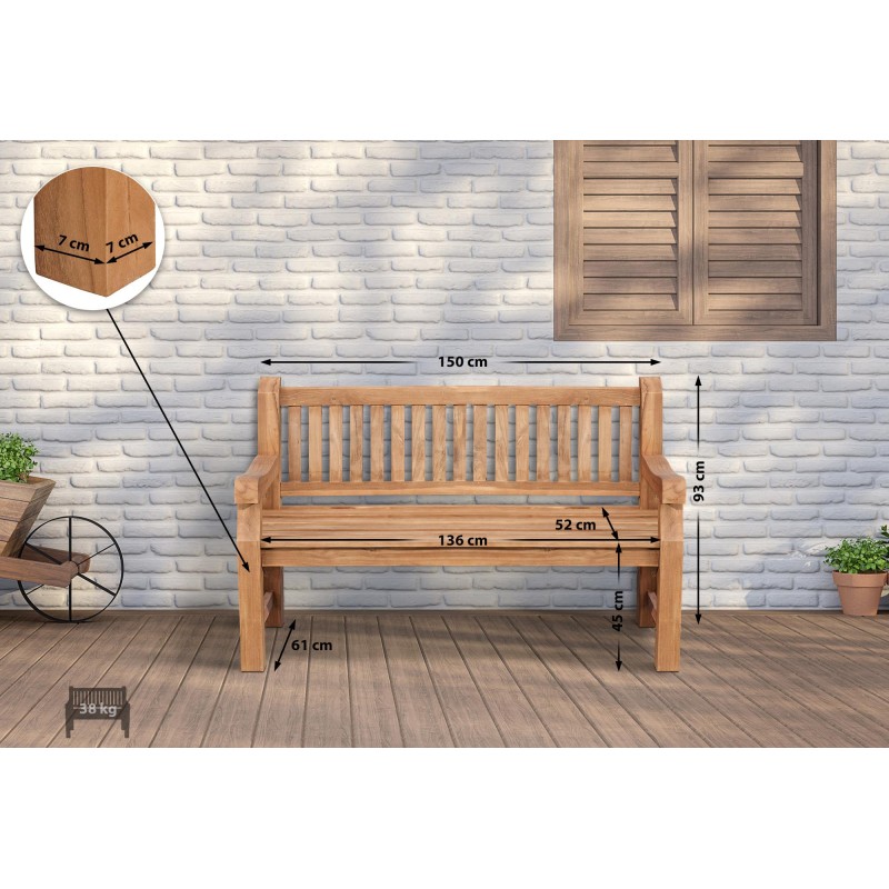 Banco de teca Jackson V2 de 150 cm