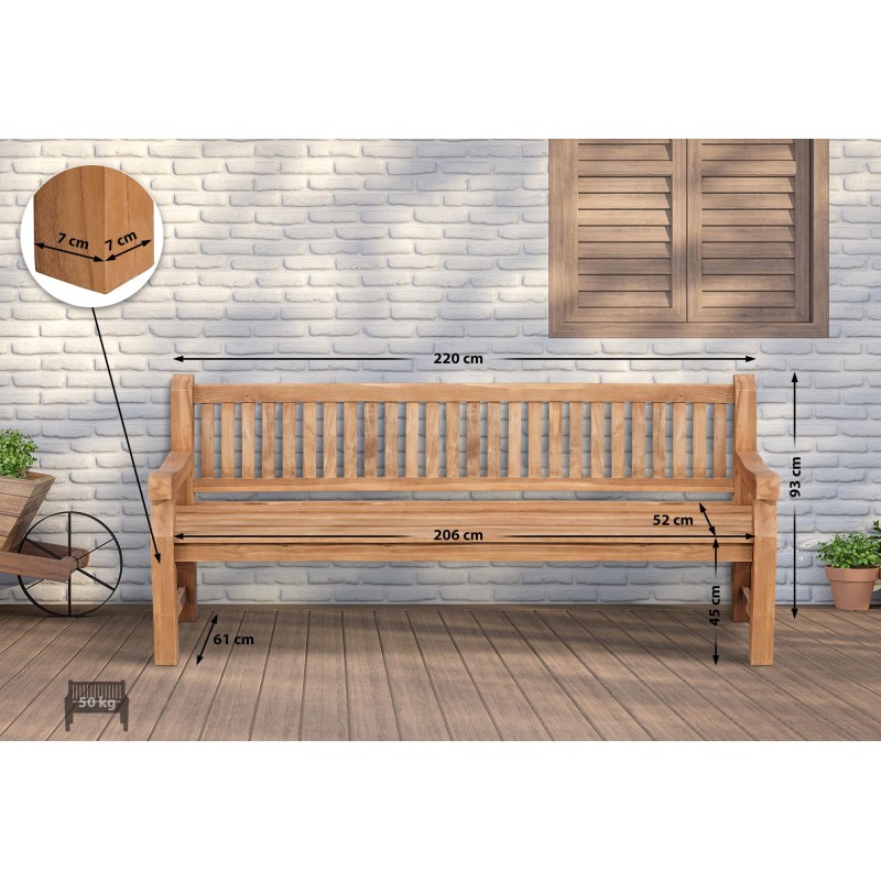 Banco de teca Jackson V2 de 220 cm