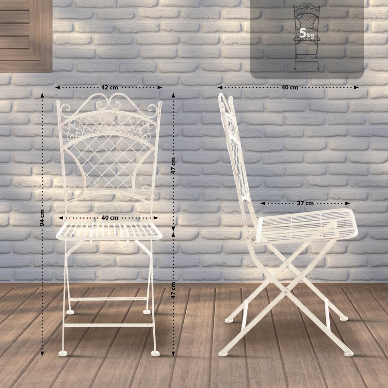 Silla de jardín Adelar, crema antiguo