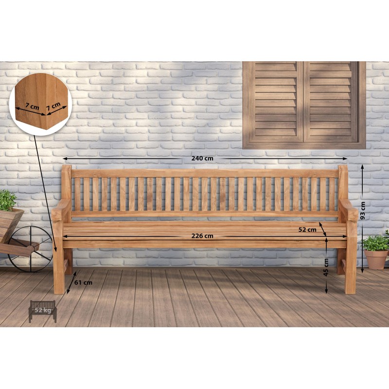 Banco de teca Jackson V2 de 240 cm