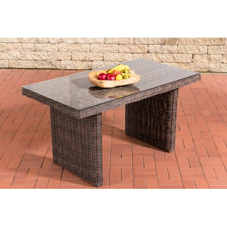 Mesa de comedor La Gomera 140 en cristal transparente marrón moteado