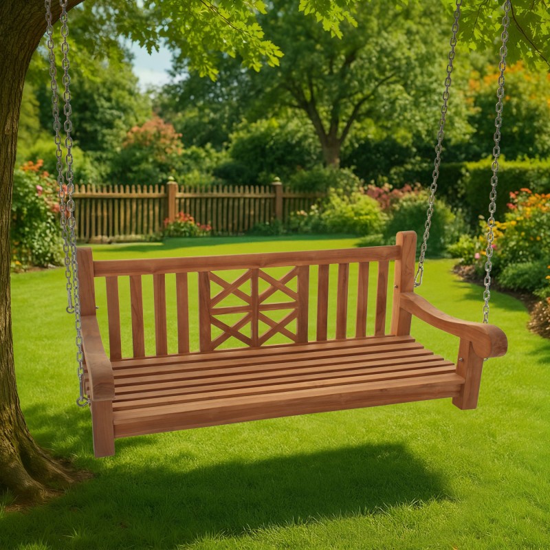 banco columpio de teca de 150 cm para granja