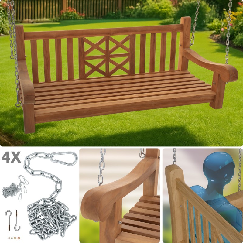 banco columpio de teca de 150 cm para granja