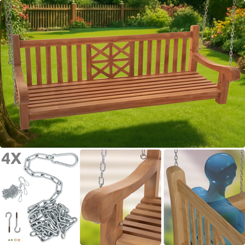 banco columpio de teca de 180 cm para granja