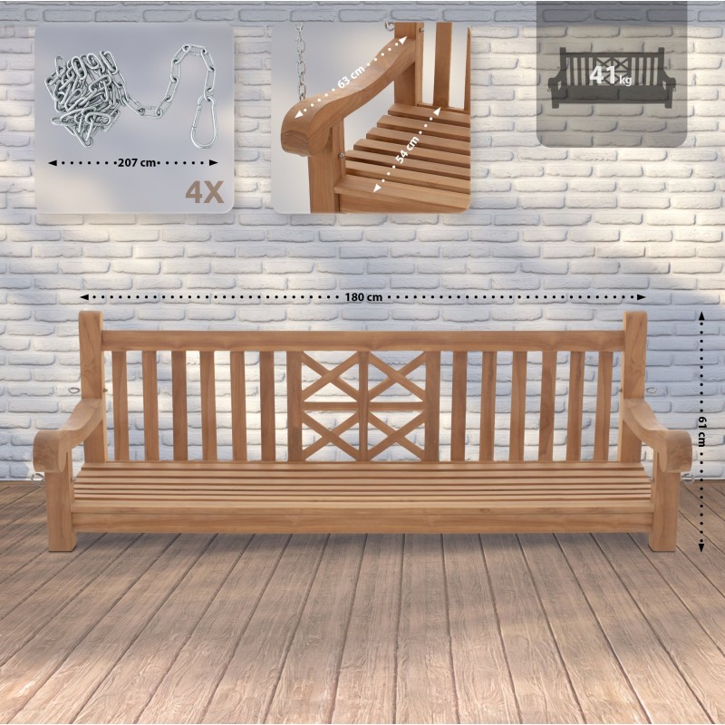 banco columpio de teca de 180 cm para granja