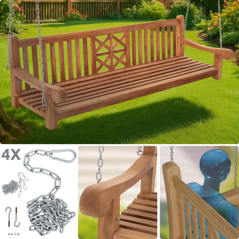 banco columpio de teca de 220 cm para granja