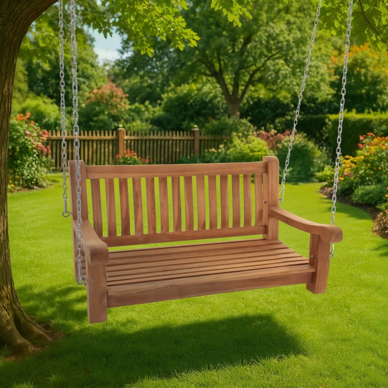 Banco colgante de teca Joyce de 120 cm