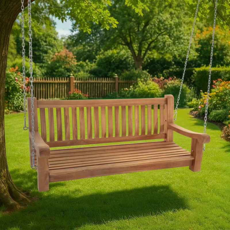 Banco colgante de teca Joyce de 150 cm