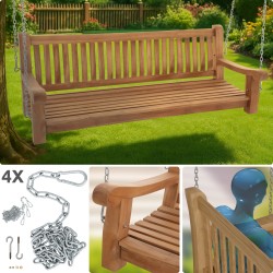 Banco colgante de teca Joyce de 180 cm