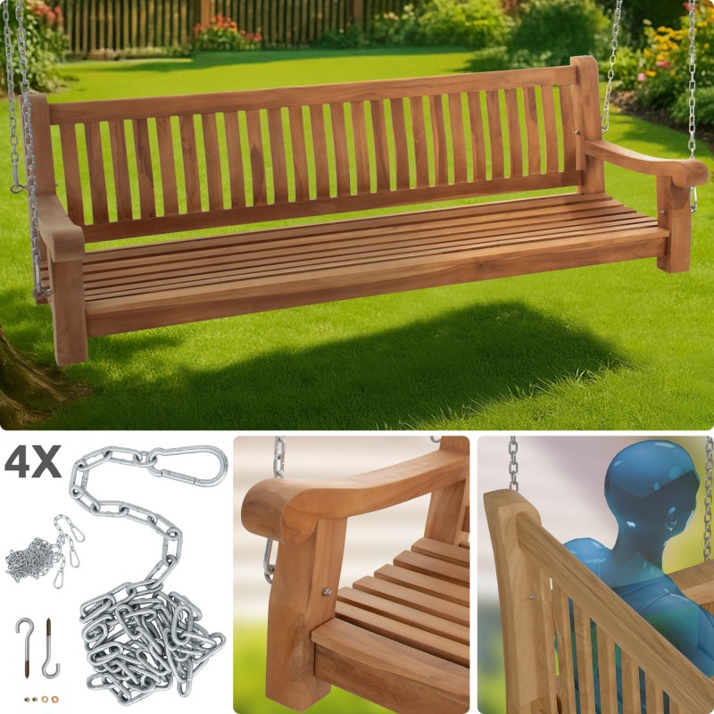 Banco colgante de teca Joyce de 200 cm