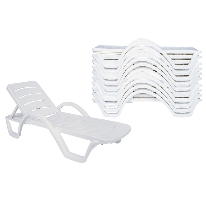 Juego de 10 tumbonas blancas Havana