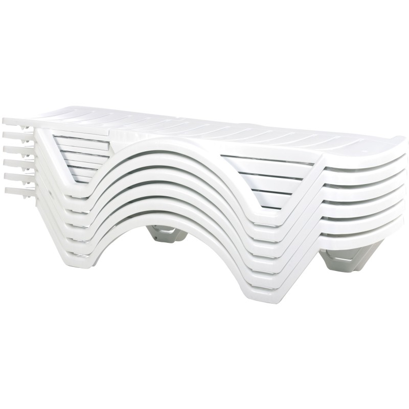 Juego de 4 tumbonas blancas aguamarina