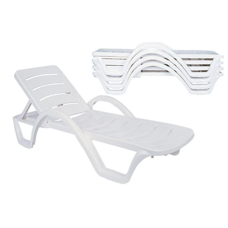 Juego de 4 tumbonas blancas Havana