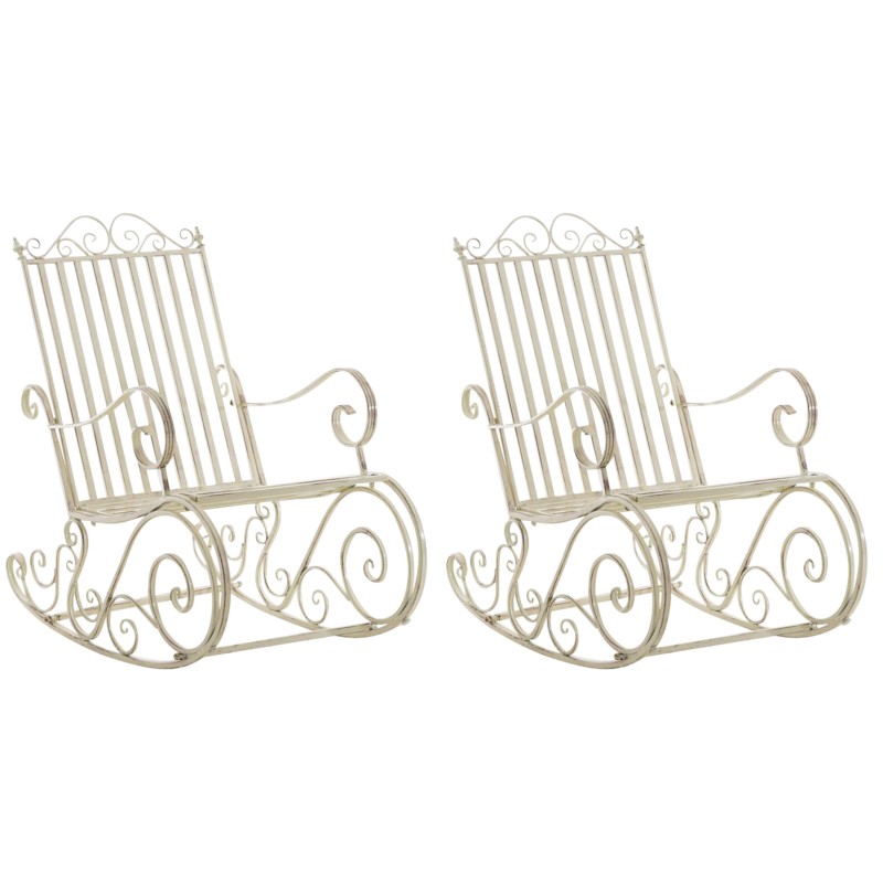 Juego de 2 mecedoras Smilla, color crema antiguo