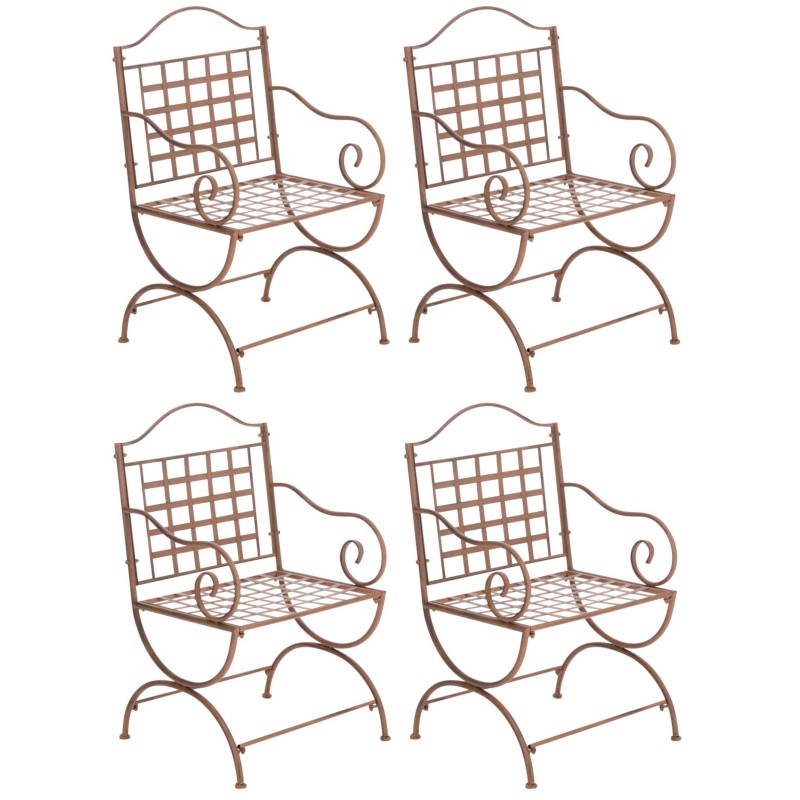 Juego de 4 sillas Lotta, color marrón antiguo