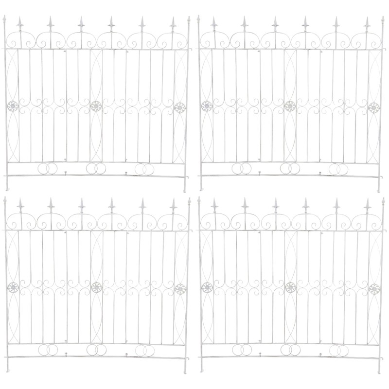 Juego de 4 vallas de jardín para acelgas blancas antiguas