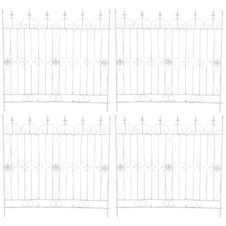Juego de 4 vallas de jardín para acelgas blancas antiguas