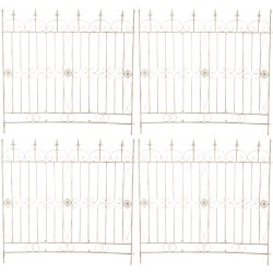 Conjunto de 4 vallas de jardín antiguas color crema para acelgas.