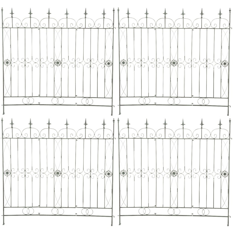 Juego de 4 vallas de jardín para acelgas verdes antiguas