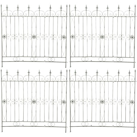 Juego de 4 vallas de jardín para acelgas verdes antiguas