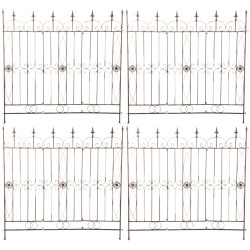 Juego de 4 vallas de jardín para acelgas suizas marrones antiguas.