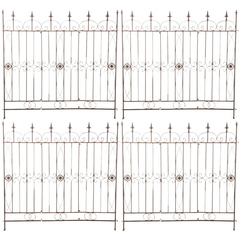 Juego de 4 vallas de jardín para acelgas suizas marrones antiguas.