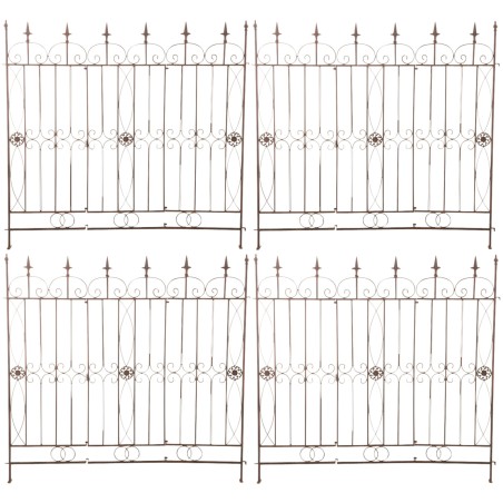Juego de 4 vallas de jardín para acelgas suizas marrones antiguas.