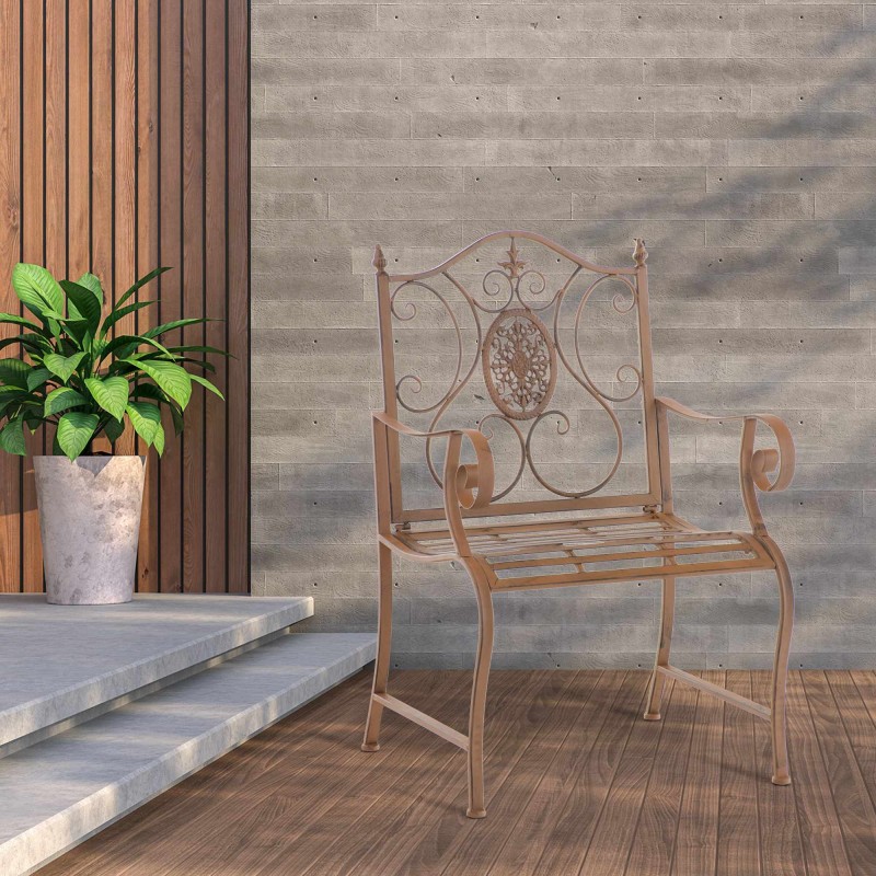 Juego de 2 sillas de jardín antiguas de color marrón de Punjab