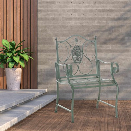 Juego de 2 sillas de jardín antiguas verdes de Punjab