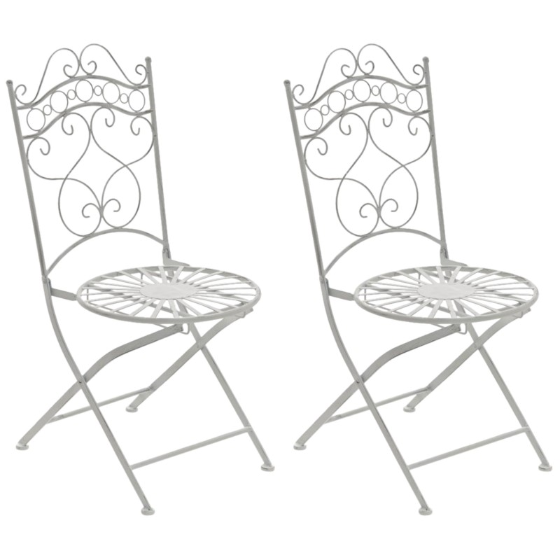 Juego de 2 sillas Indra, color blanco antiguo