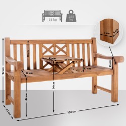Banco de teca Luka de 150 cm