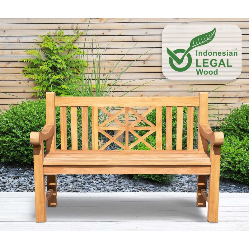 Banco de teca Florida de 120 cm con funda de teca