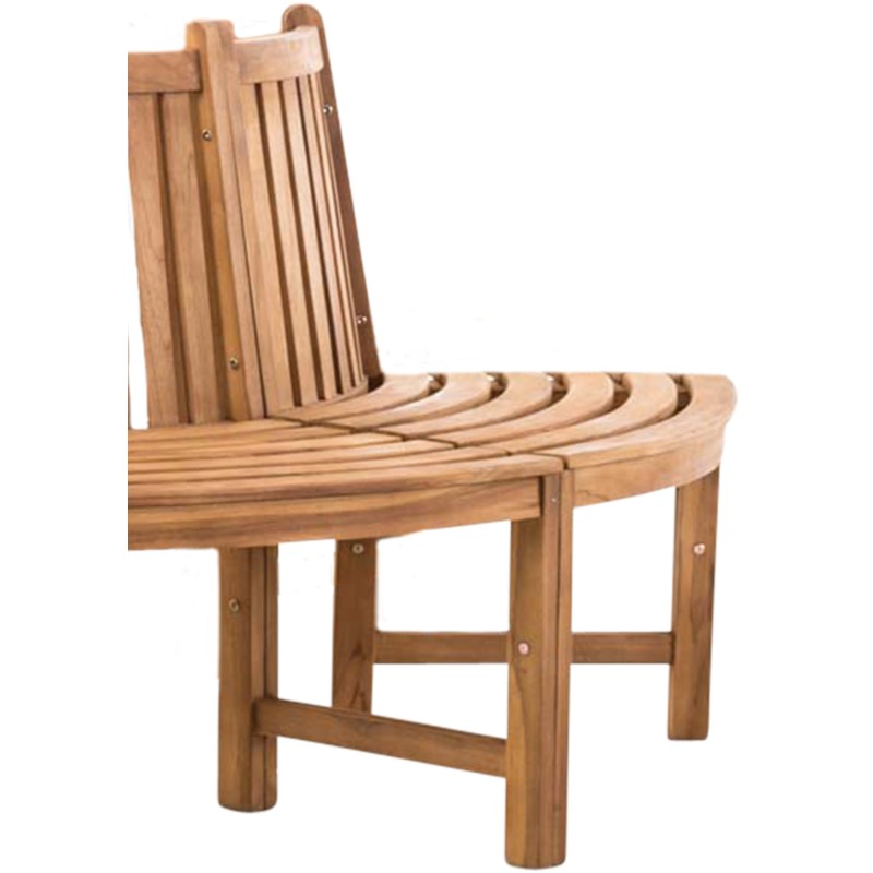 Banco semicircular Leming, teca de 200 cm