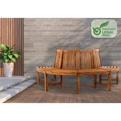 Banco semicircular Leming, teca de 200 cm