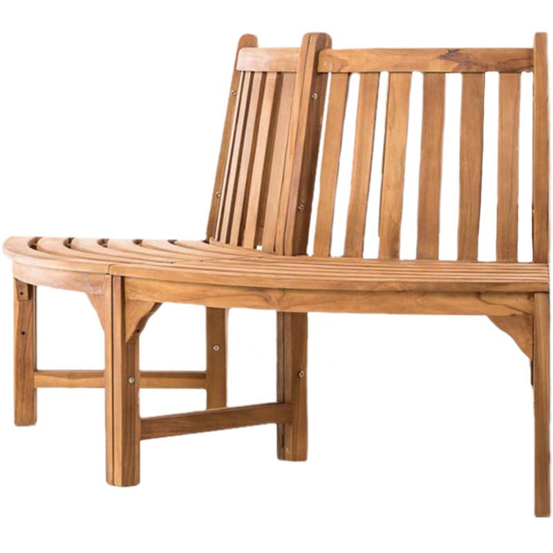 Banco semicircular Leming, teca de 250 cm