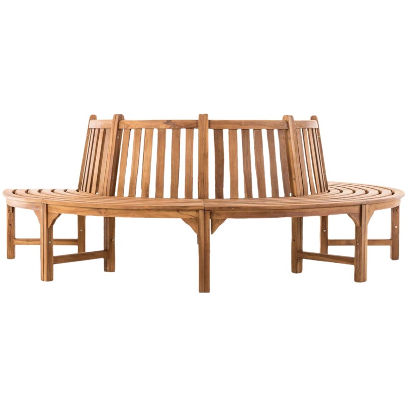 Banco semicircular Leming, teca de 250 cm