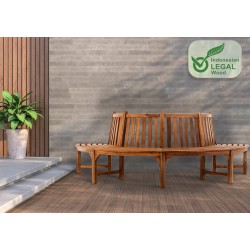 Banco semicircular Leming, teca de 250 cm