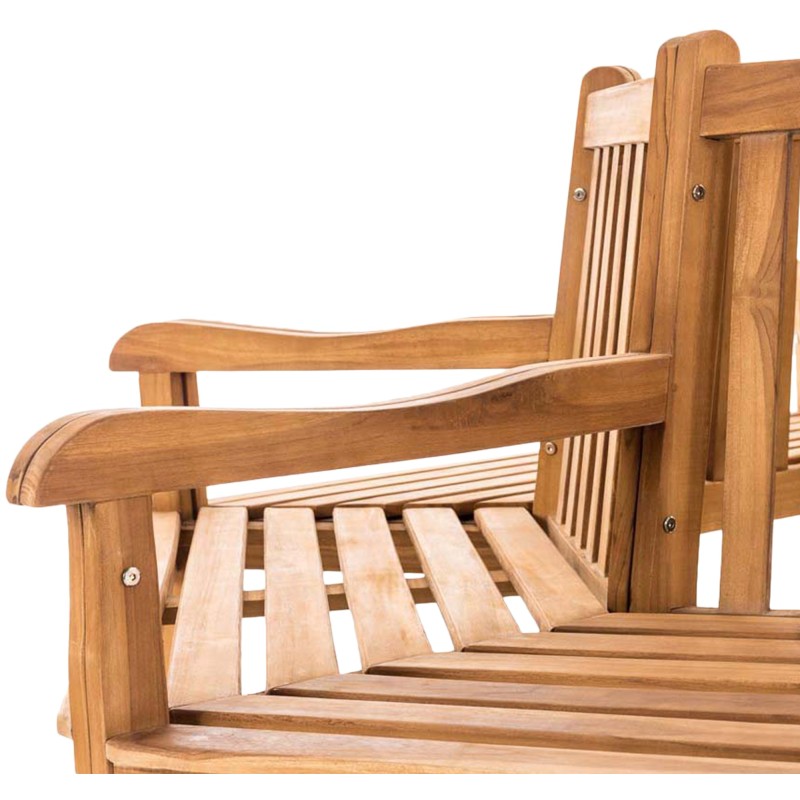 Banco Kenna con reposabrazos, semicircular, 200 cm de teca