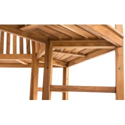 Banco Kenna con reposabrazos, semicircular, 200 cm de teca